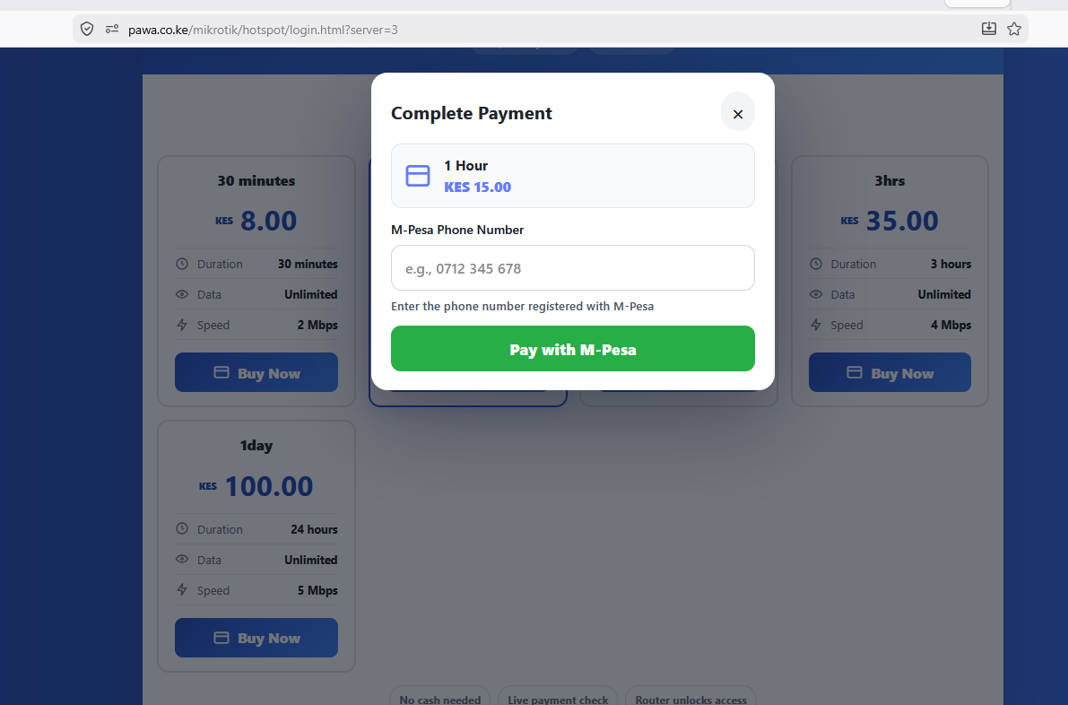 Tajira pricing and M-Pesa checkout preview